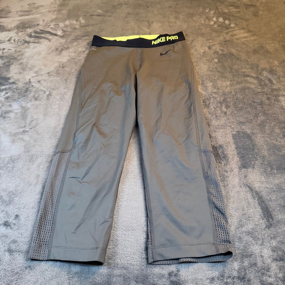 Nike Pro Gray Dri FIT Capris Leggings Cropped Athletic Pants Womens Small